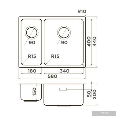 Omoikiri Tadzava 58-2-U/I-IN Ultra 15 IN-R (нержавеющая сталь)