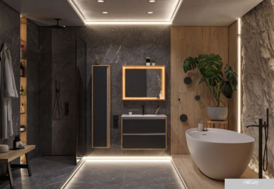 ЗОВ Тумба с умывальником Парма 70 P70LHO0MBPMC1A-OL70 (дуб/черный)