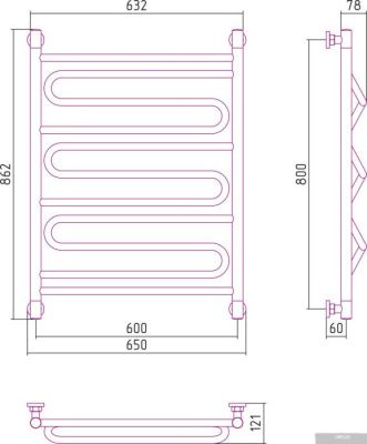 Полотенцесушитель Сунержа Элегия+ 800x600 00-0205-8060