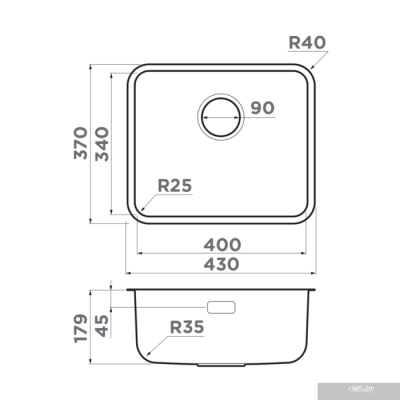 Omoikiri Omi 43-U/I-IN Ultra Mini (нержавеющая сталь)