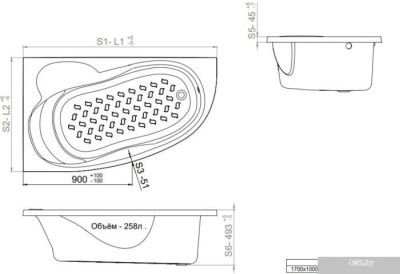 Triton Кайли гидромассажная 150x100R Люкс