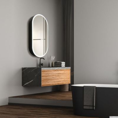 Silver Mirrors Шкаф с зеркалом Soho-Black 500x1000 LED-00002613