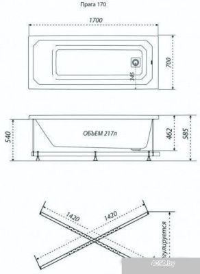 Triton Прага 170x70 (с ножками)