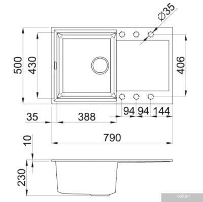 Кухонная мойка Elleci Living 300 Pietra Antica 61