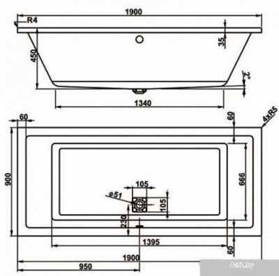 Ванна VagnerPlast Cavallo 190x90 (с каркасом)