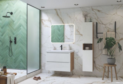 ЗОВ Тумба с умывальником Дион 60 D60LHO0M9003GKV5-OL60 (белый глянец/дуб)