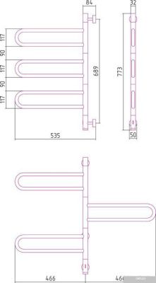 Полотенцесушитель Сунержа Парео 4.0-3С 773x535 00-0823-0773
