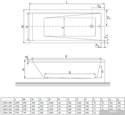 Ванна Excellent Wave slim 180x80