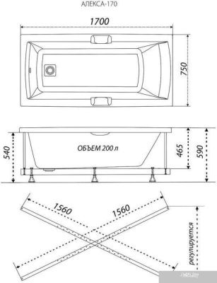 Triton Алекса 170x75 (с ножками)