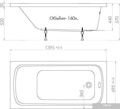 Triton Стандарт 140x70 (с ножками и экраном)