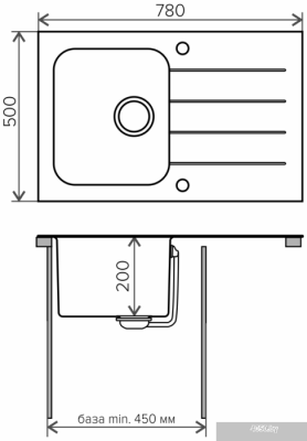 Кухонная мойка Tolero Ceramic glass TGR-780 (черный)