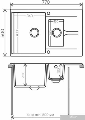 Кухонная мойка Polygran Brig-770 (черный 16)