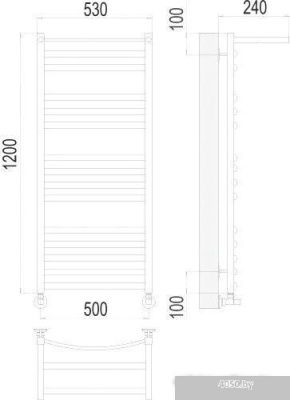 Полотенцесушитель TERMINUS Енисей П15 500x1200 с полкой нп