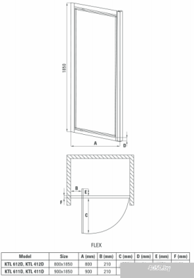 Душевая дверь Deante Flex 80 KTL 612D (хром/матовое)