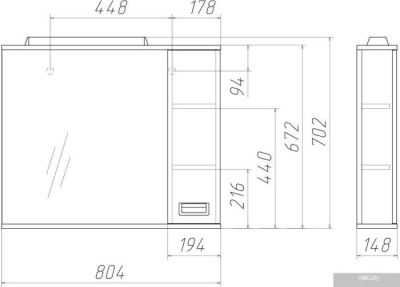 Домино Шкаф с зеркалом Cube 80 (правый)