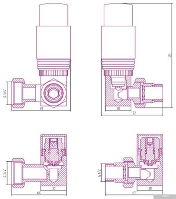 Сунержа 3D левый G 1/2 НР х G 3/4 НГ (набор) 31-1421-6205