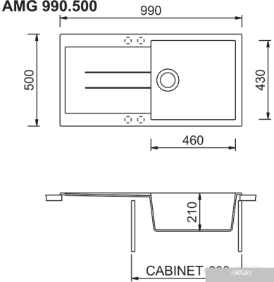 Кухонная мойка Longran Amanda AMG 990.500 (alpina/07)