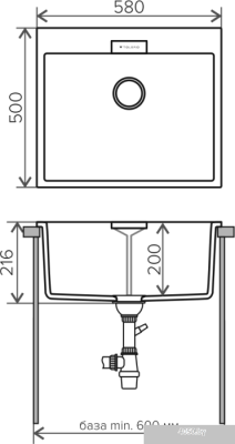 Кухонная мойка Tolero Loft TL-580 (серый)