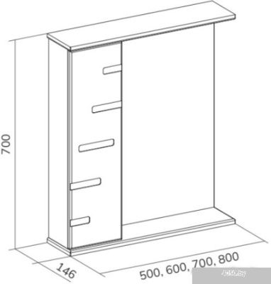 Volna Шкаф с зеркалом Joli 50 L (белый)