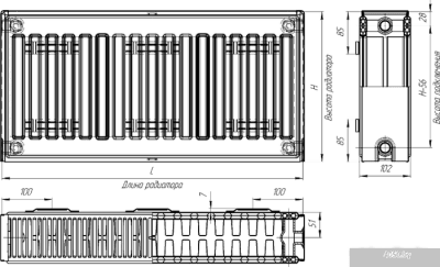 Стальной панельный радиатор Лидея ЛК 33-309 тип 33 300x900