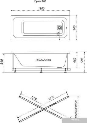 Triton Прага 180x80 (с ножками и экраном)