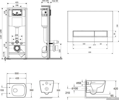 Унитаз Lavinia Boho Relfix Aveo Rimless 7 в 1 75110262 (черный/белый стекло)