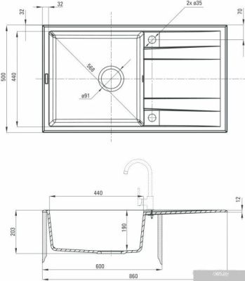 Кухонная мойка Deante Eridan ZQE A113 (алебастровый)