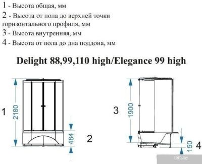 Domani-Spa Delight 110 High 100x100 (тонированное стекло/черный)