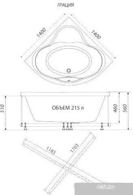 Triton Грация 140x140 Базовая Flat (с гидромассажем)