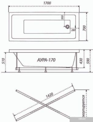 Triton Аура гидромассажная 170х70 Комфорт