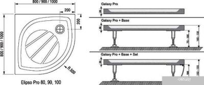 Душевой поддон Ravak Galaxy Elipso Pro 90x90 [XA237701010]