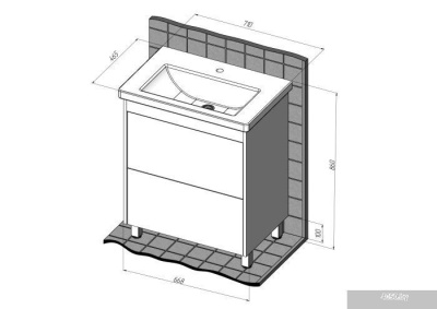 Briz Тумба напольная Риччи 70 с умывальником Фостер
