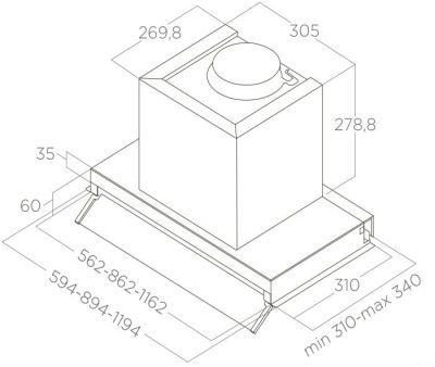 Кухонная вытяжка Elica Boxin LX/BL MAT/A/60 PRF0172166