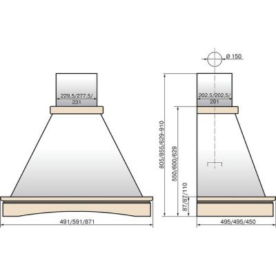 Кухонная вытяжка Elikor Вилла 50П-650-П3Л (бежевый/дуб неокрашенный)