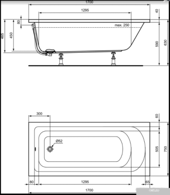 Ванна Ideal Standard Hot Line 170x75 K274601