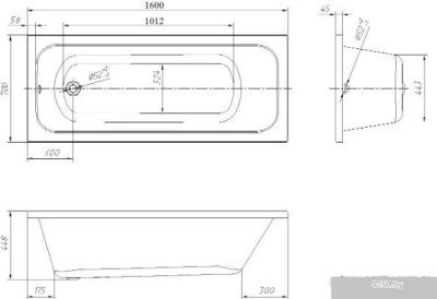 Ванна Ventospa Mitra 160x70 (с каркасом и экраном)