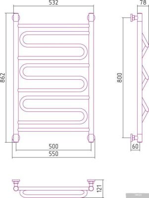 Полотенцесушитель Сунержа Элегия+ 800x500 00-0205-8050