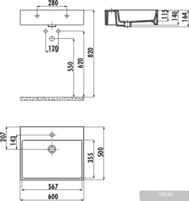 Умывальник Creavit Next 60x50 NX260-00CB00E-0000