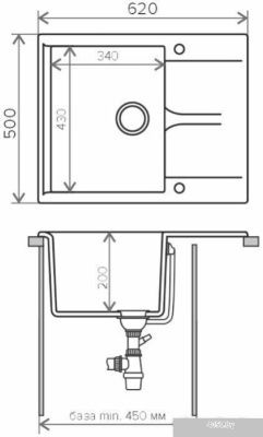 Кухонная мойка Polygran Gals 620 (опал 328)