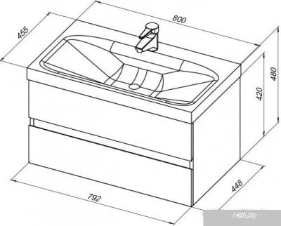 Aquanet Тумба Беркли 80 с умывальником Moduo 80 (белый/дуб рошелье)