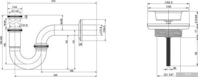 Wellsee Drainage System 182102005 (сифон, выпуск, хром)