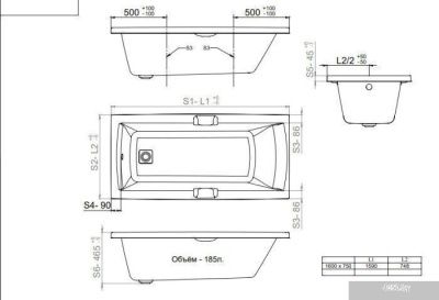 Triton Алекса 160x75 (с каркасом, сифоном, экраном и торцевым экраном)