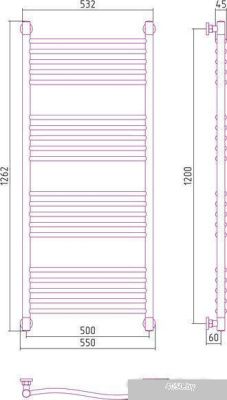Полотенцесушитель Сунержа Флюид+ 1200x500 00-0222-1250