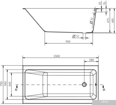 Ванна Cersanit Crea 150x75 (без ножек)