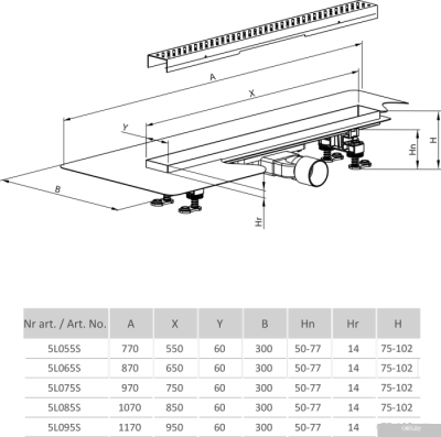 Radaway Slim 550 5L055S+5R055SGB