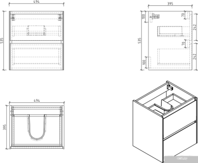 BelBagno Тумба под умывальник Pietra Mini-500-2C-SO-PT (stone)