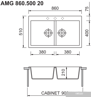 Кухонная мойка Longran Amanda AMG 860.500 20 (croma/49)