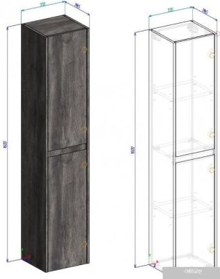 BelBagno Шкаф-пенал Kraft-1600-2A-SC-PP-R (pino pasadena)
