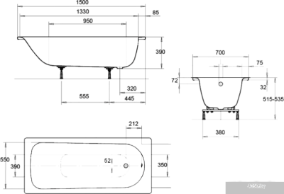 Ванна Eurowa 150x70 (с ножками)
