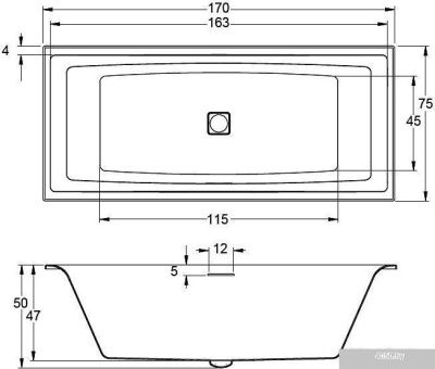 Ванна Riho Still Square Led 170x75 BR0200500K00131 (левая, без ножек)